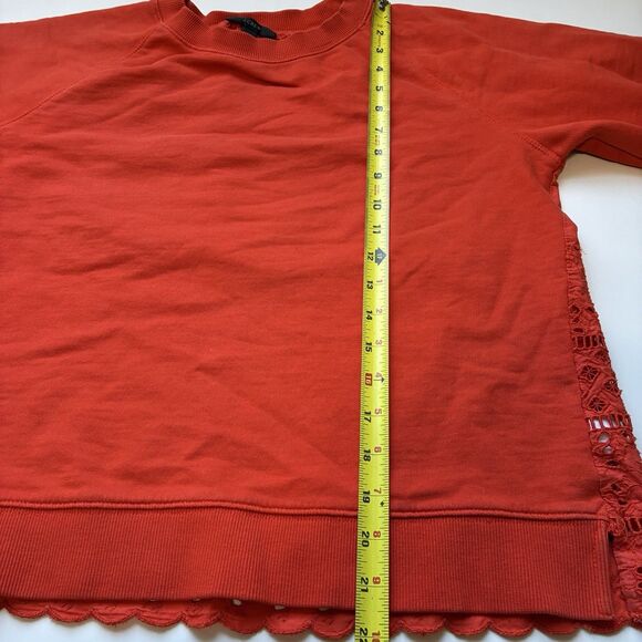 J Crew Long Sleeve Sweater Eyelet Lace Embroidered Back Size Medium Orange - Picture 7 of 9